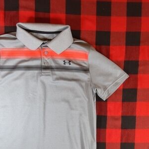 Under Armour Boy's Gray and Red Polo Shirt Size Medium
